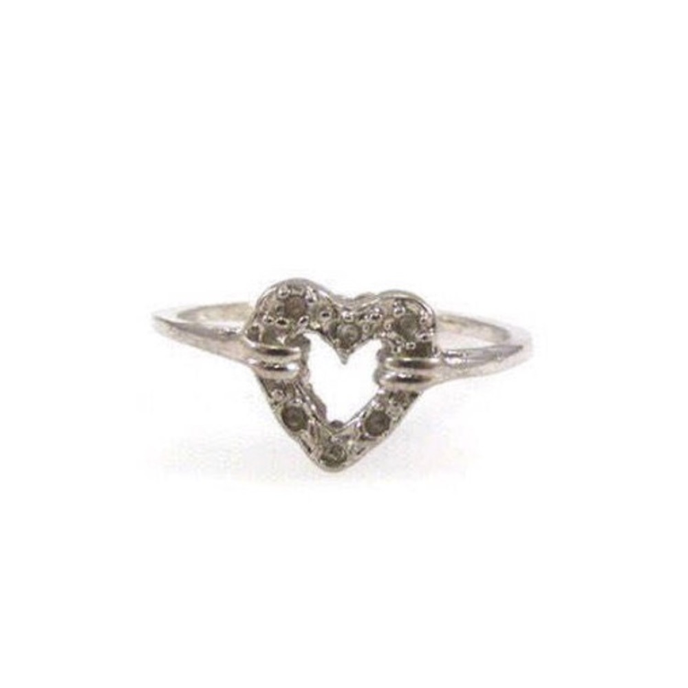 SALE Open Heart Rhinestone Ring Size 5.5